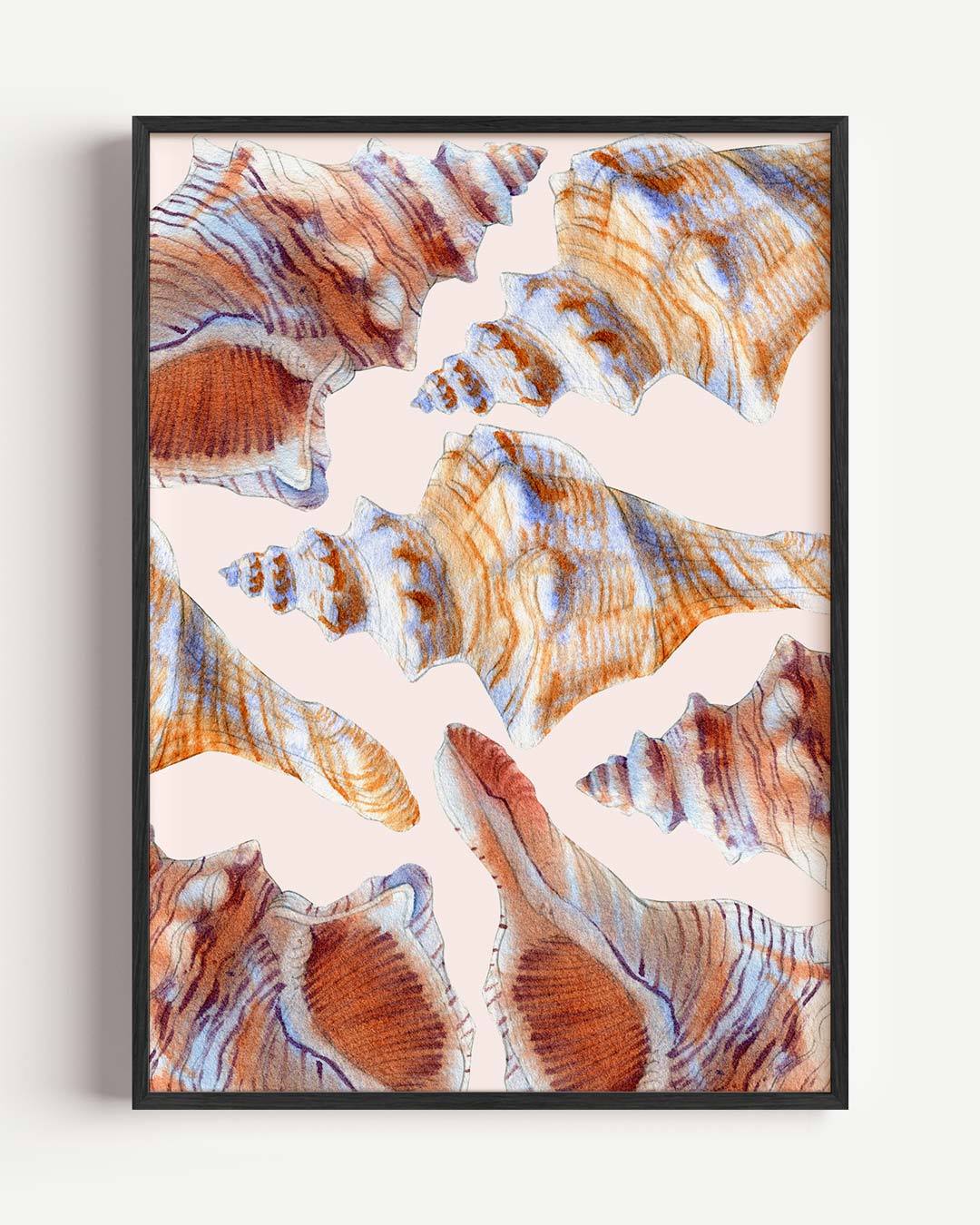Paarse schelpen met stippen – zeedieren portret poster als wanddecoratie