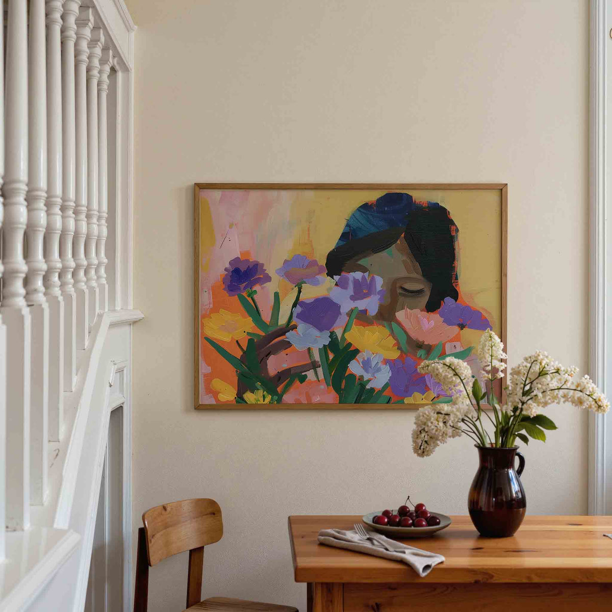 Bloemen en gezicht – botanische poster in liggend formaat