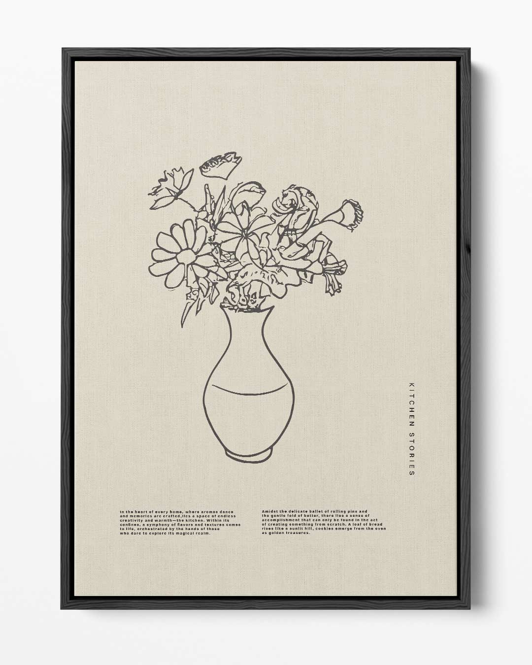 Vaas met Bloemen Lijntekening – portret kunstwerk als wanddecoratie