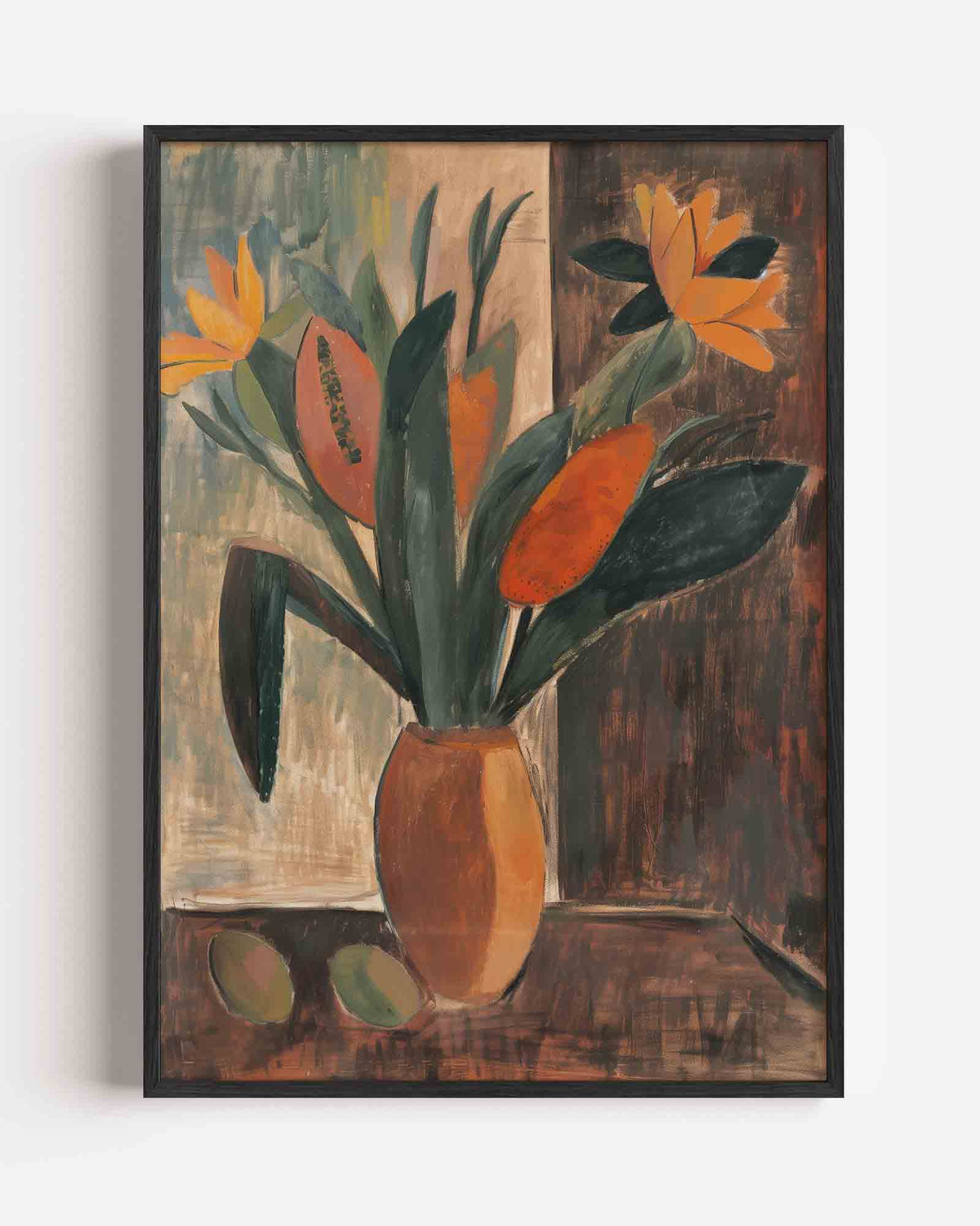 Bloemen in vaas – hedendaagse illustratie portret poster als wanddecoratie