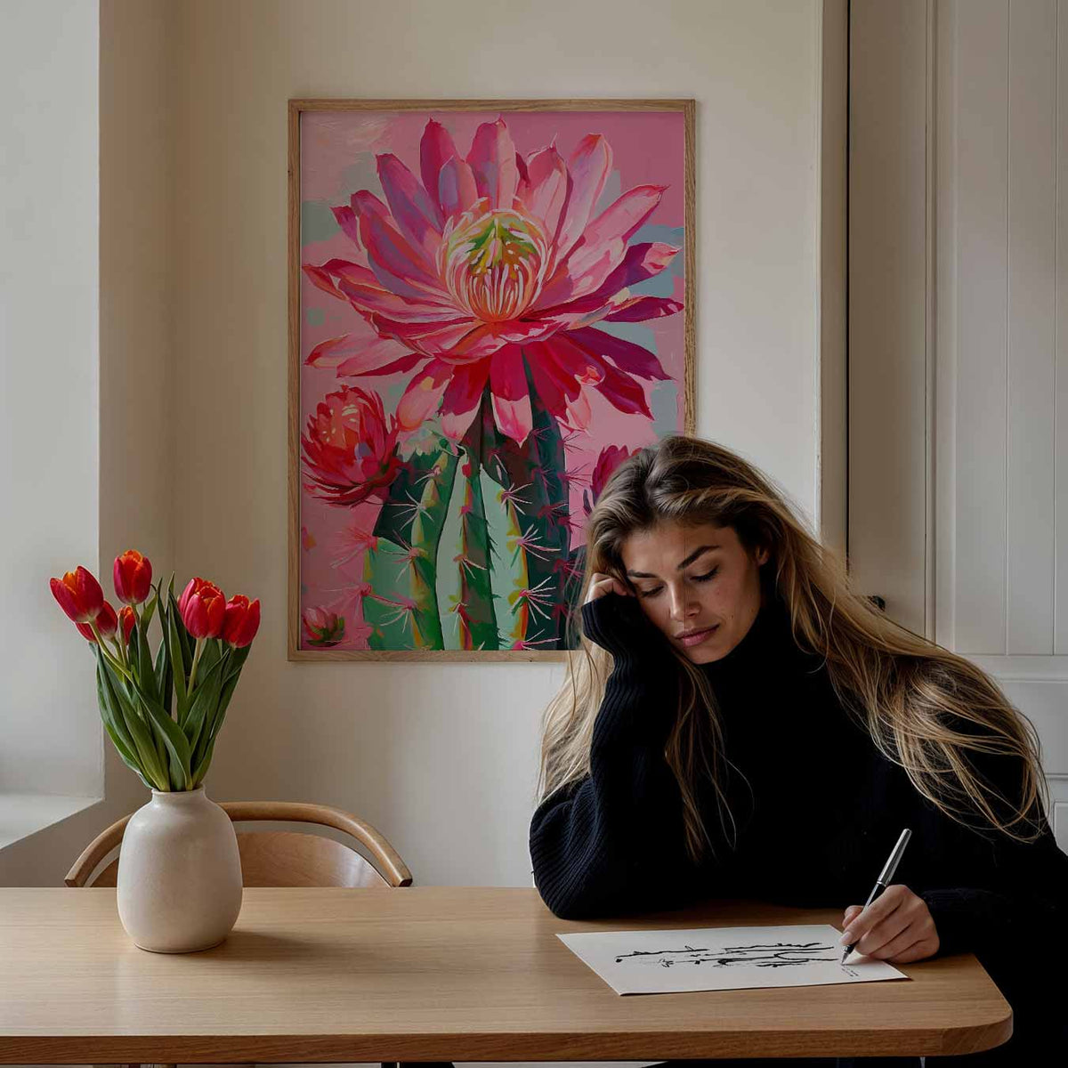 Bloeiende Cactus Kunstposter – paasposter in staand formaat