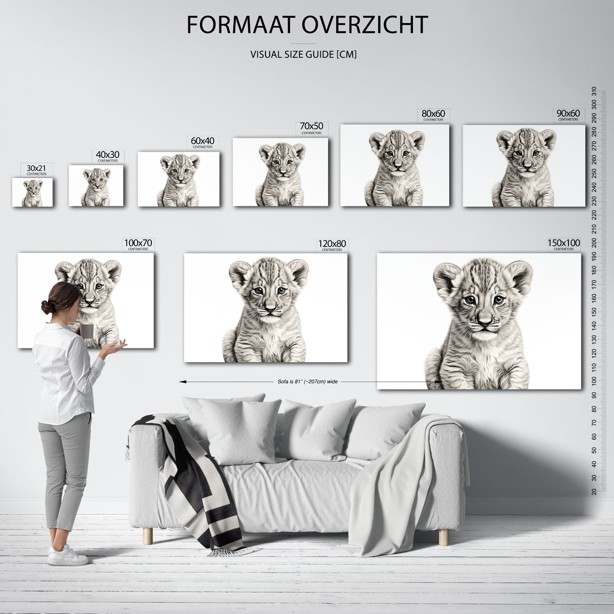 Leeuwenwelp – liggende muurposter met dierenthema