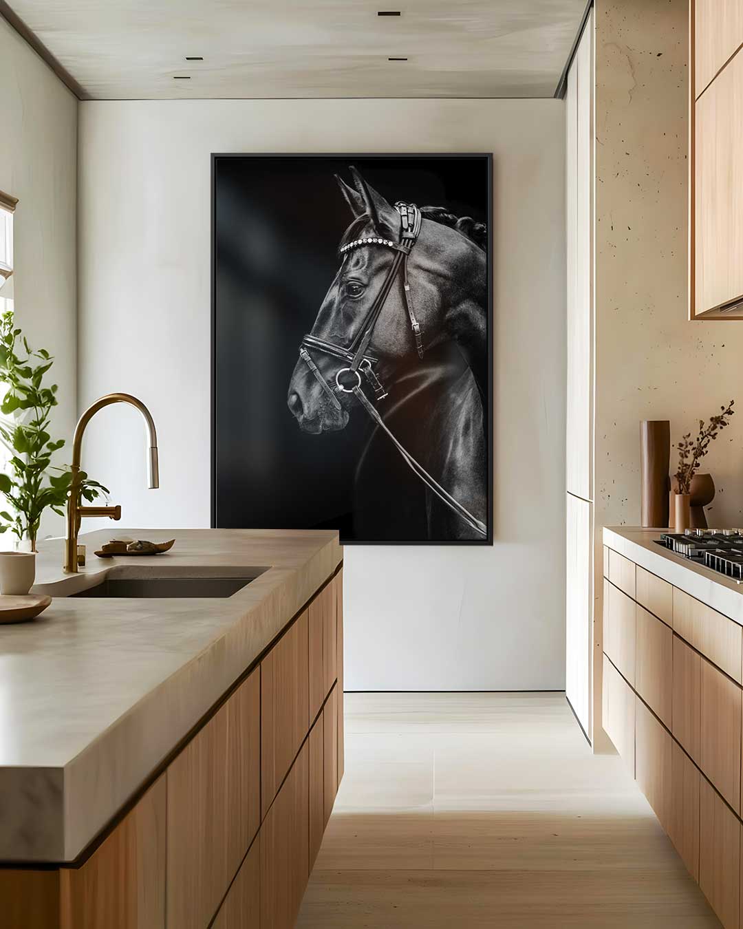Elegante Paardenportret Fotografie – modern portret kunstwerk van WallArtistic
