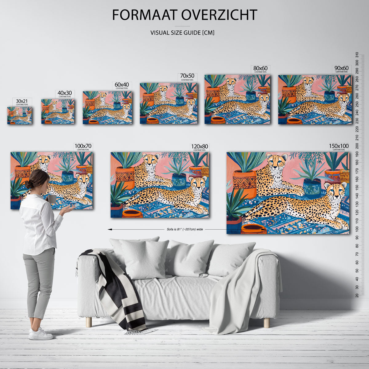 Luipaarden en planten – liggende muurposter met dierenthema