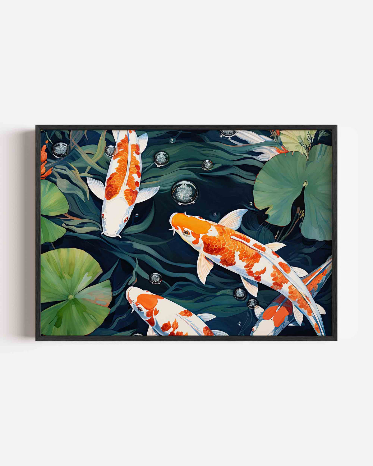 Koi vissen en waterplanten – keuken landscape poster als wanddecoratie