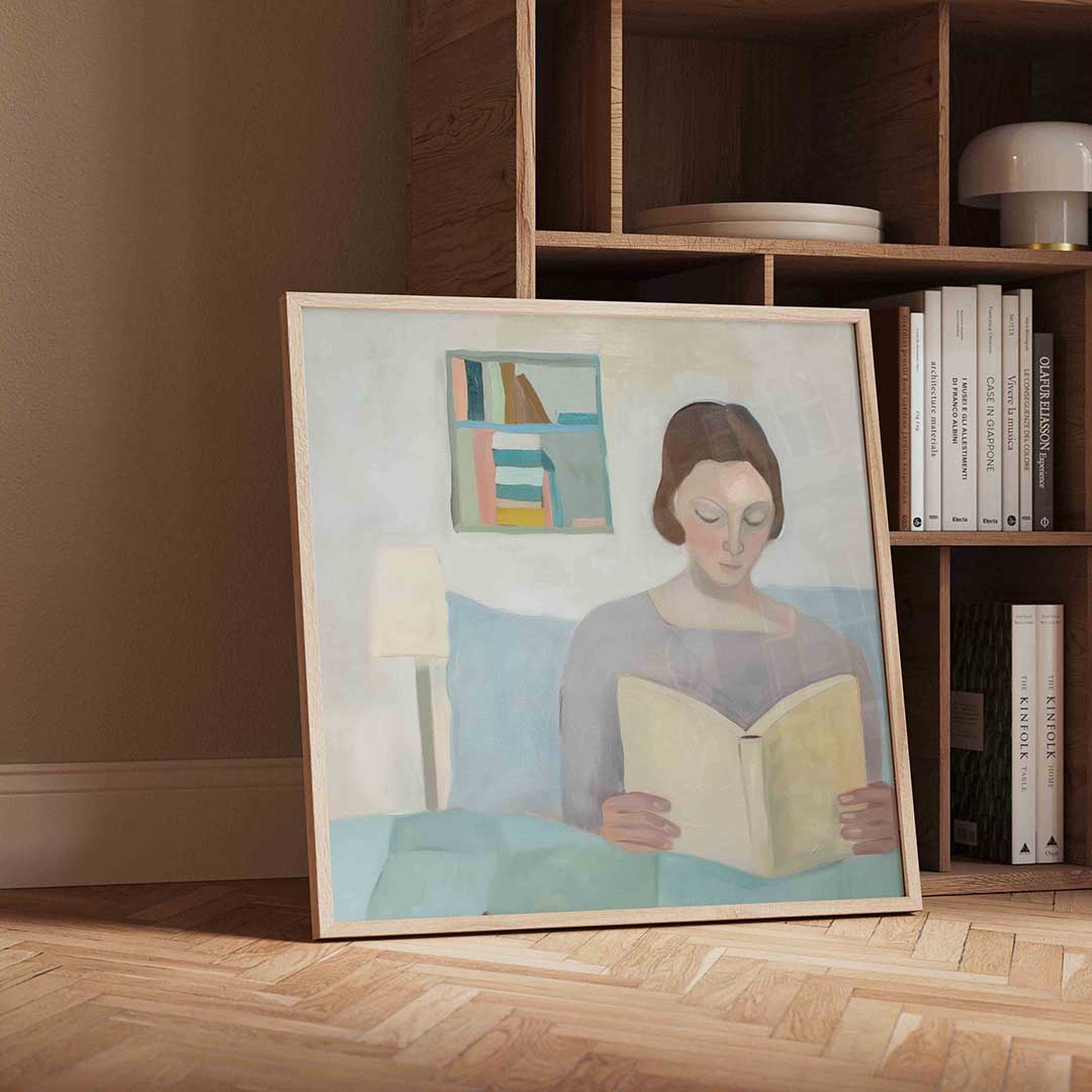 Lezende vrouw – moderne wandkunst als vierkante poster