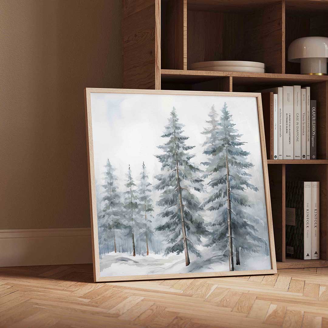 Winterse bomen – vierkante kerst wanddecoratie van WallArtistic