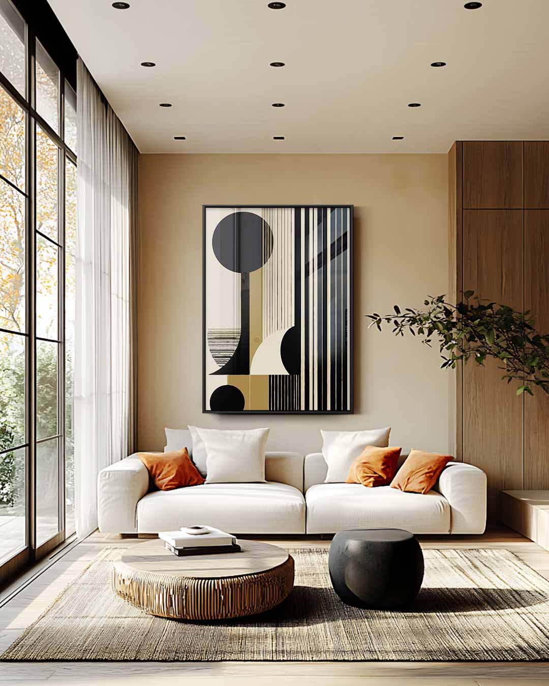 Moderne Geometrische Abstractie – staande wandkunst voor woonkamer of interieur