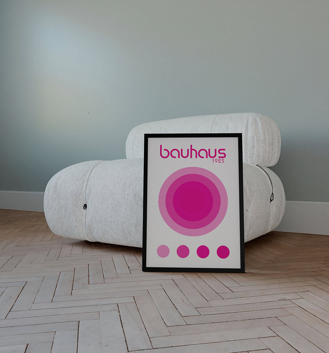 Cirkelvormen en kleur – staande Bauhaus poster voor aan de muur