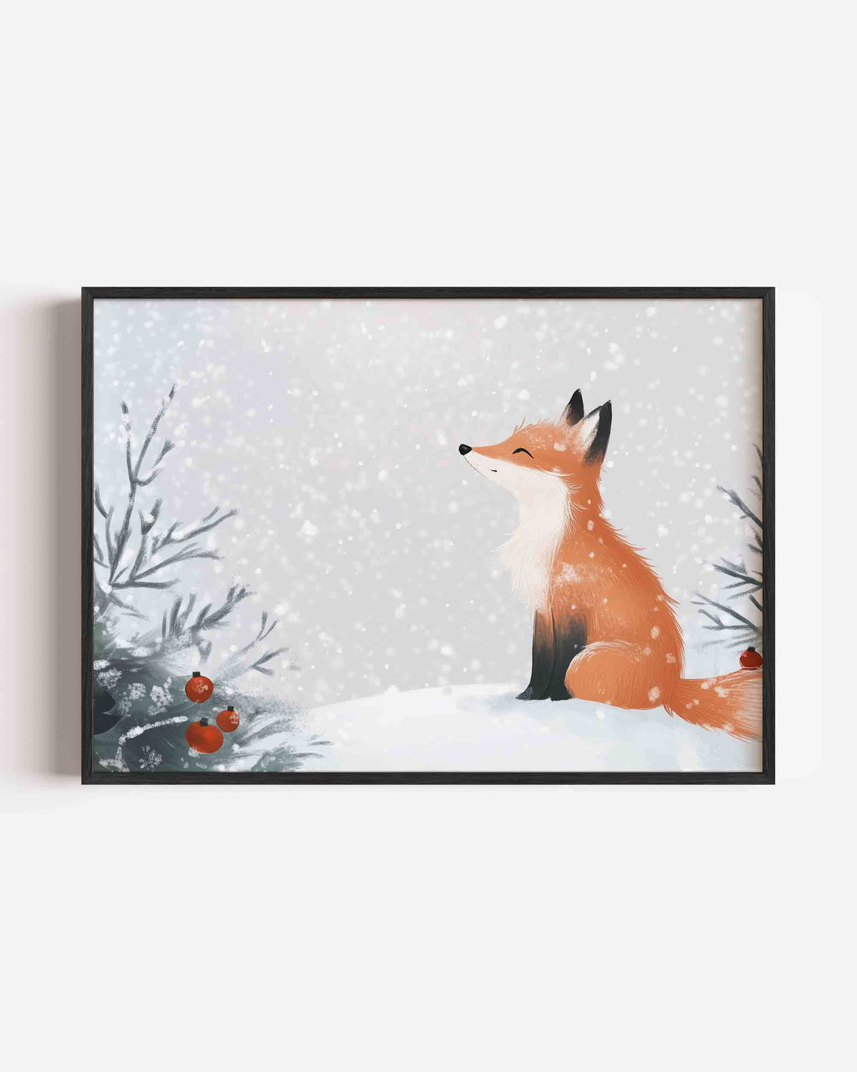 Vos in sneeuw – landscape kinderposter als wanddecoratie