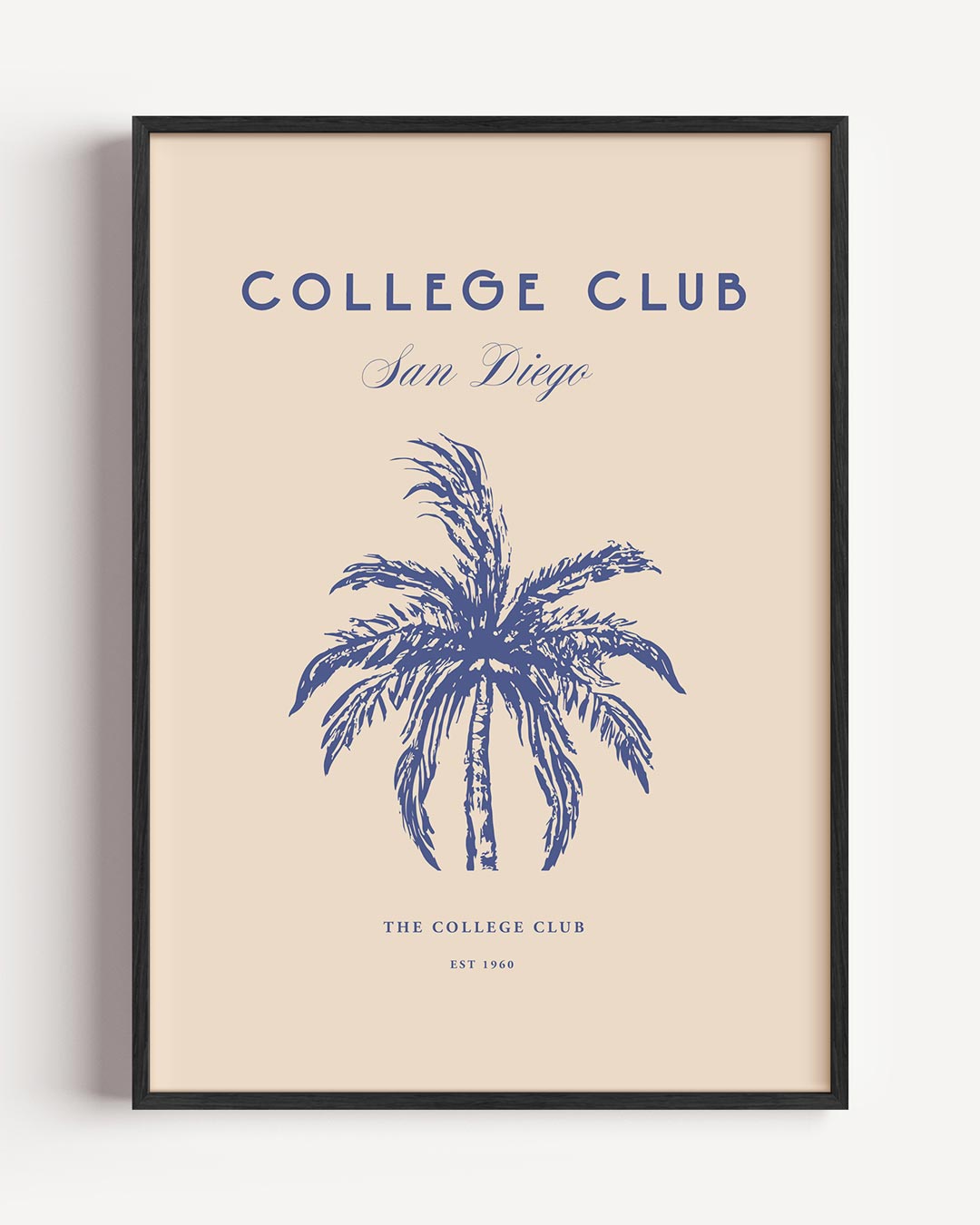 Vintage San Diego Palmboom – College Club portret poster als wanddecoratie