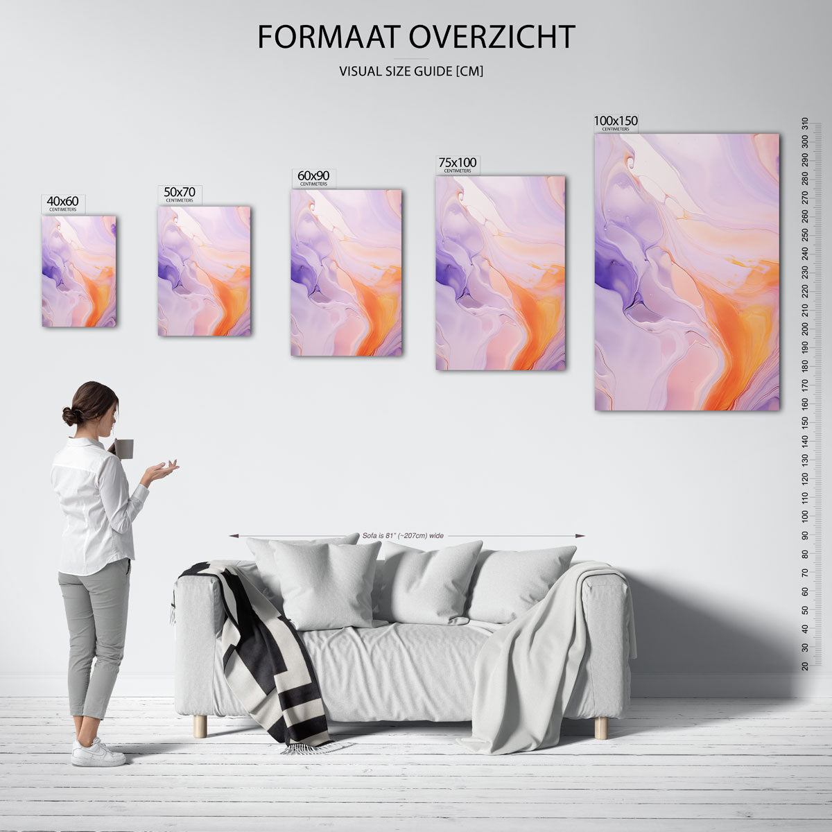 Vloeiende kleurencompositie – Golvende – moderne staande wandkunst