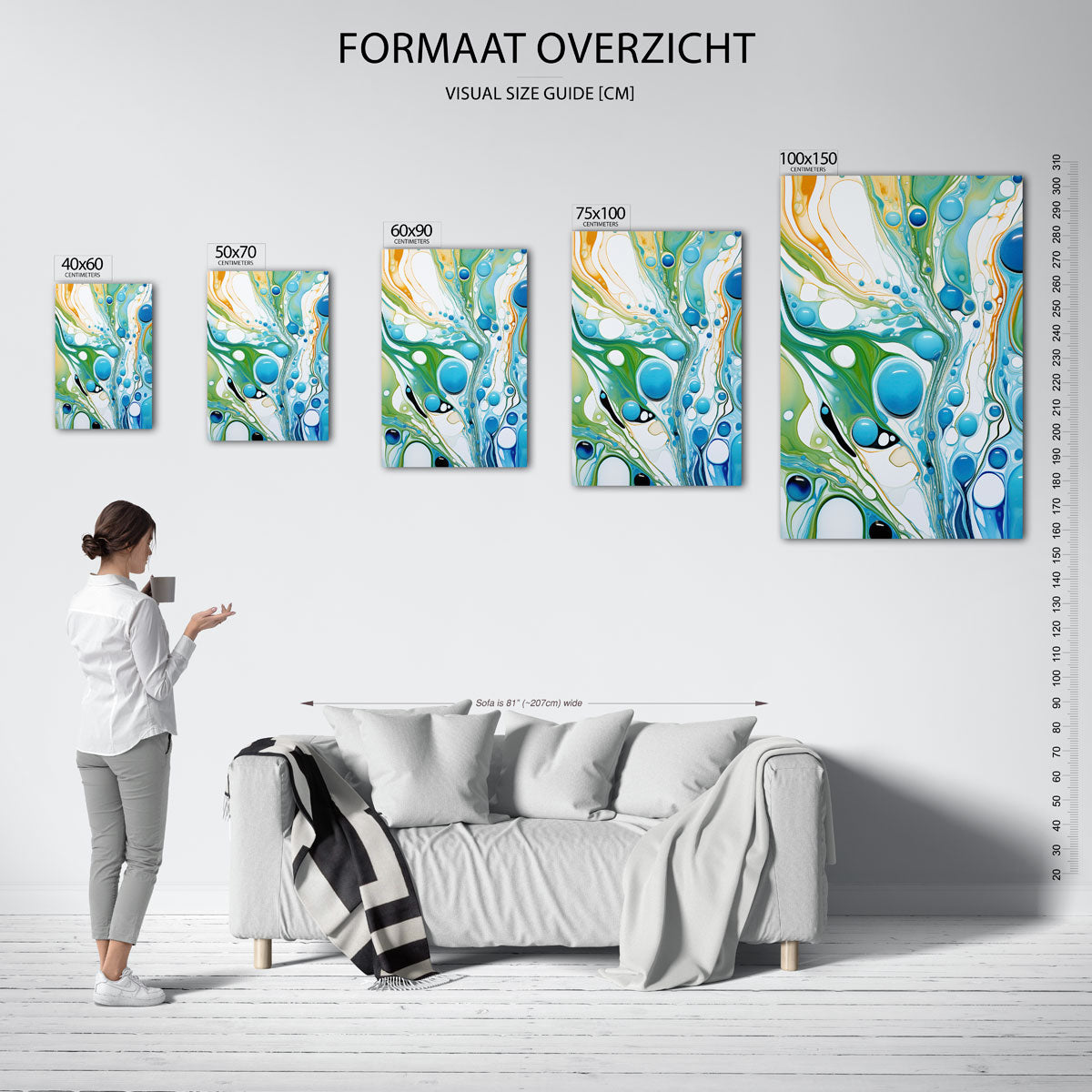 Organische vormen – Wanddecoratie kunstwerk – moderne staande wandkunst