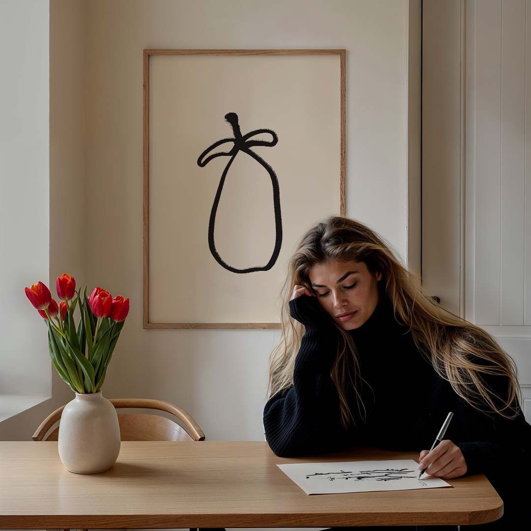 Simpele Fruitlijn Illustratie – staande muurposter met botanische uitstraling