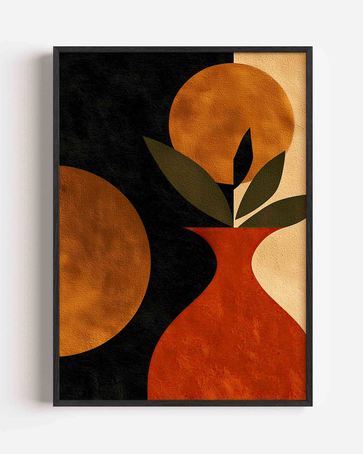 Vaas met bladeren – abstracte portret poster als wanddecoratie