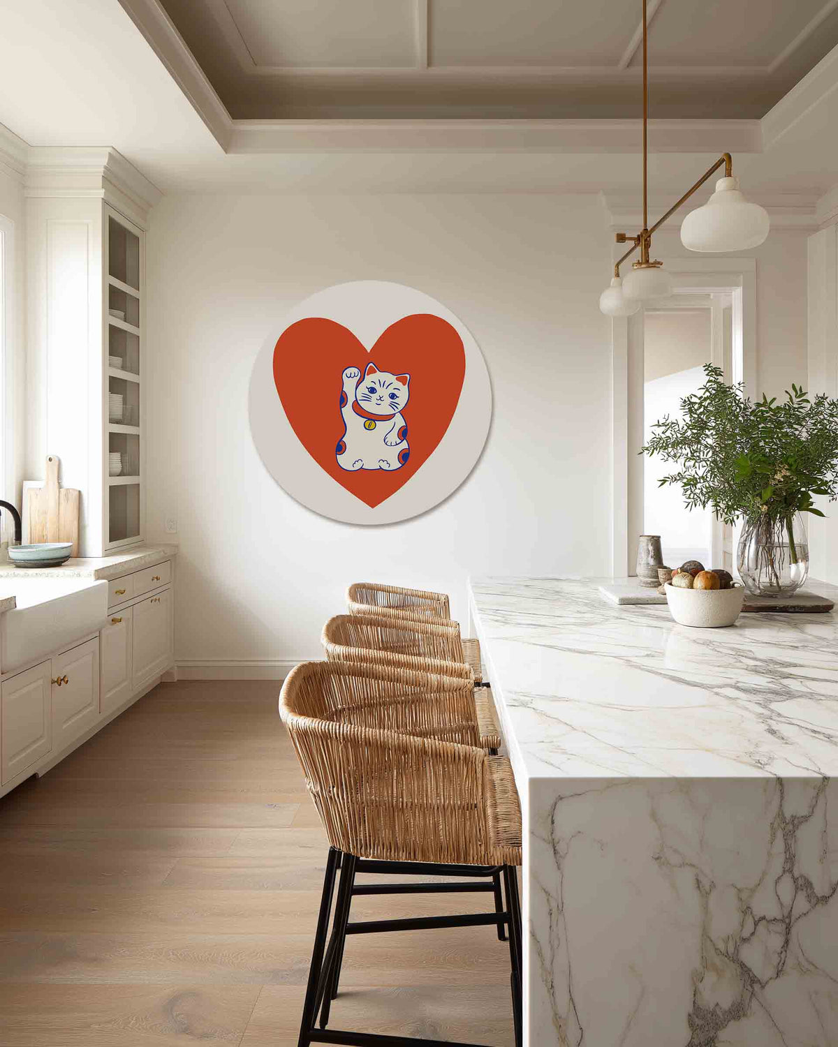 Kat met hart – safari muurcirkel als ronde wanddecoratie