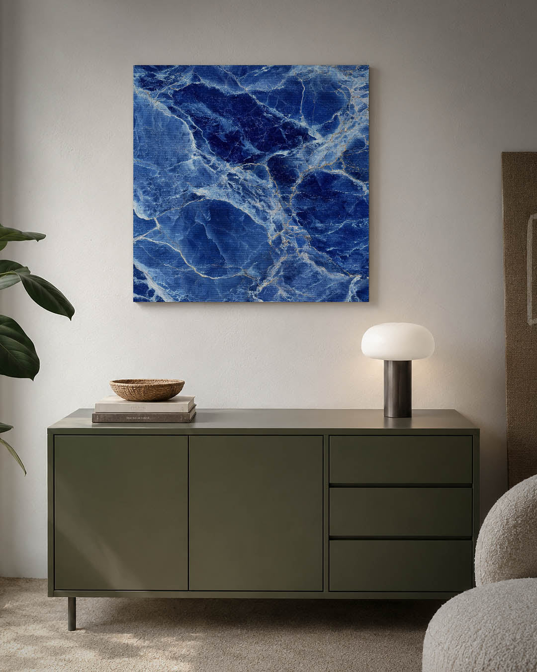Blauwe marmerstructuur kunstwerk – detailweergave – dit werk toont een intrigerend patroon van blauwe en witte marmerachtige