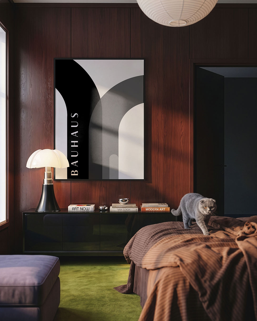 Kromme lijnenspel – geometrische Bauhaus poster in staand formaat