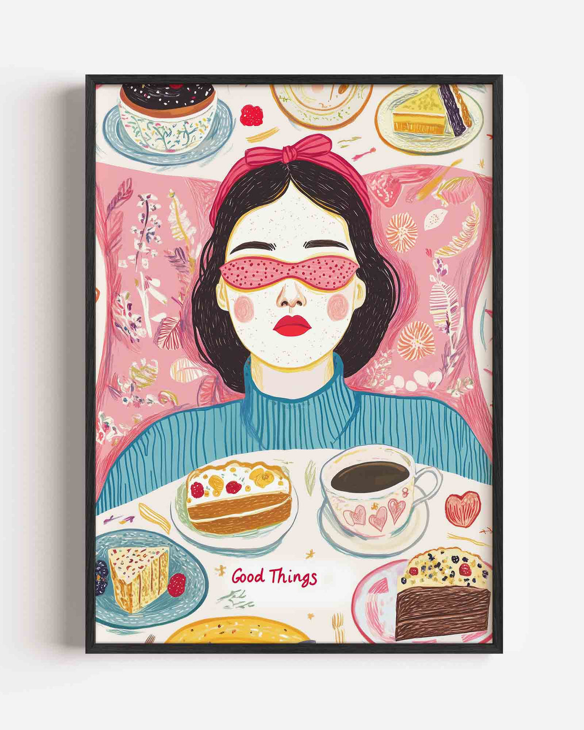 Vrouw met desserts – moderne portret poster als wanddecoratie