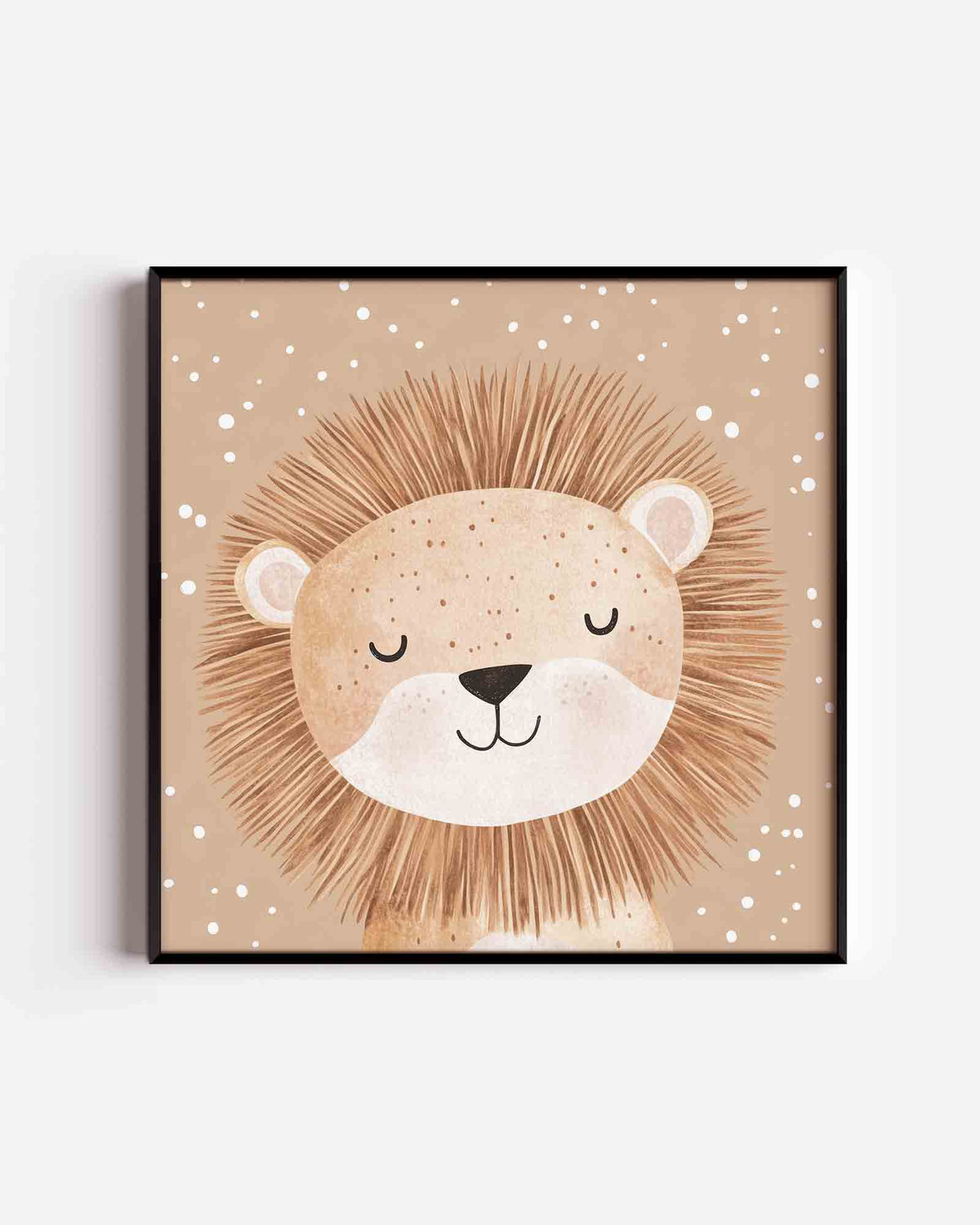 Slapende leeuw – vierkante kinderposter als wanddecoratie