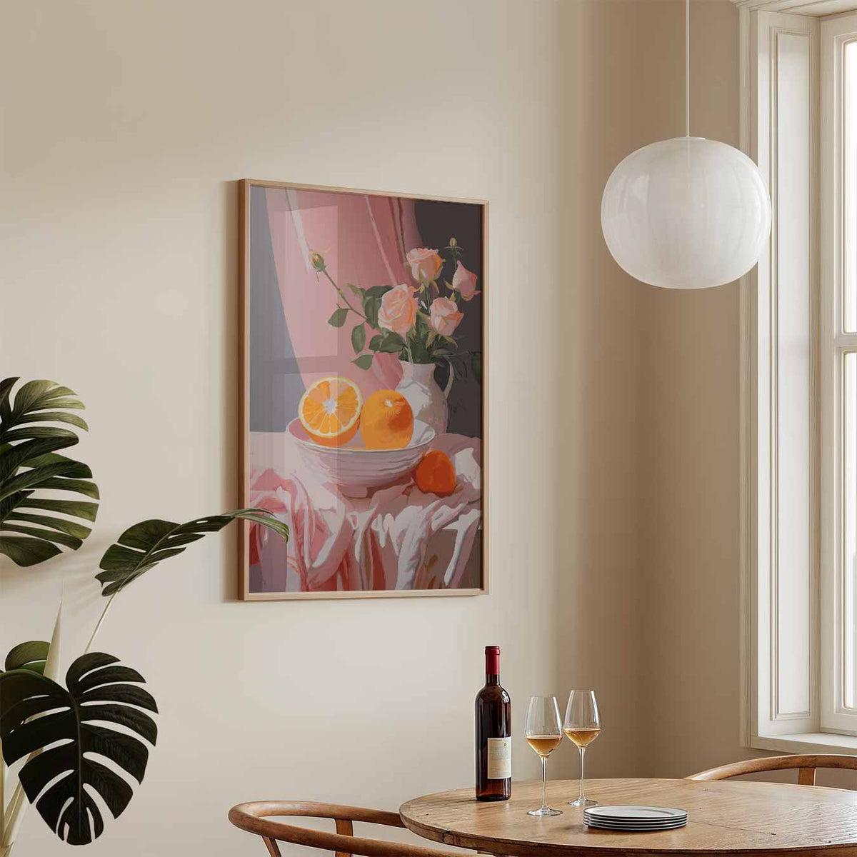 Romantische Rozen en Sinaasappels – keukenposter in staand formaat