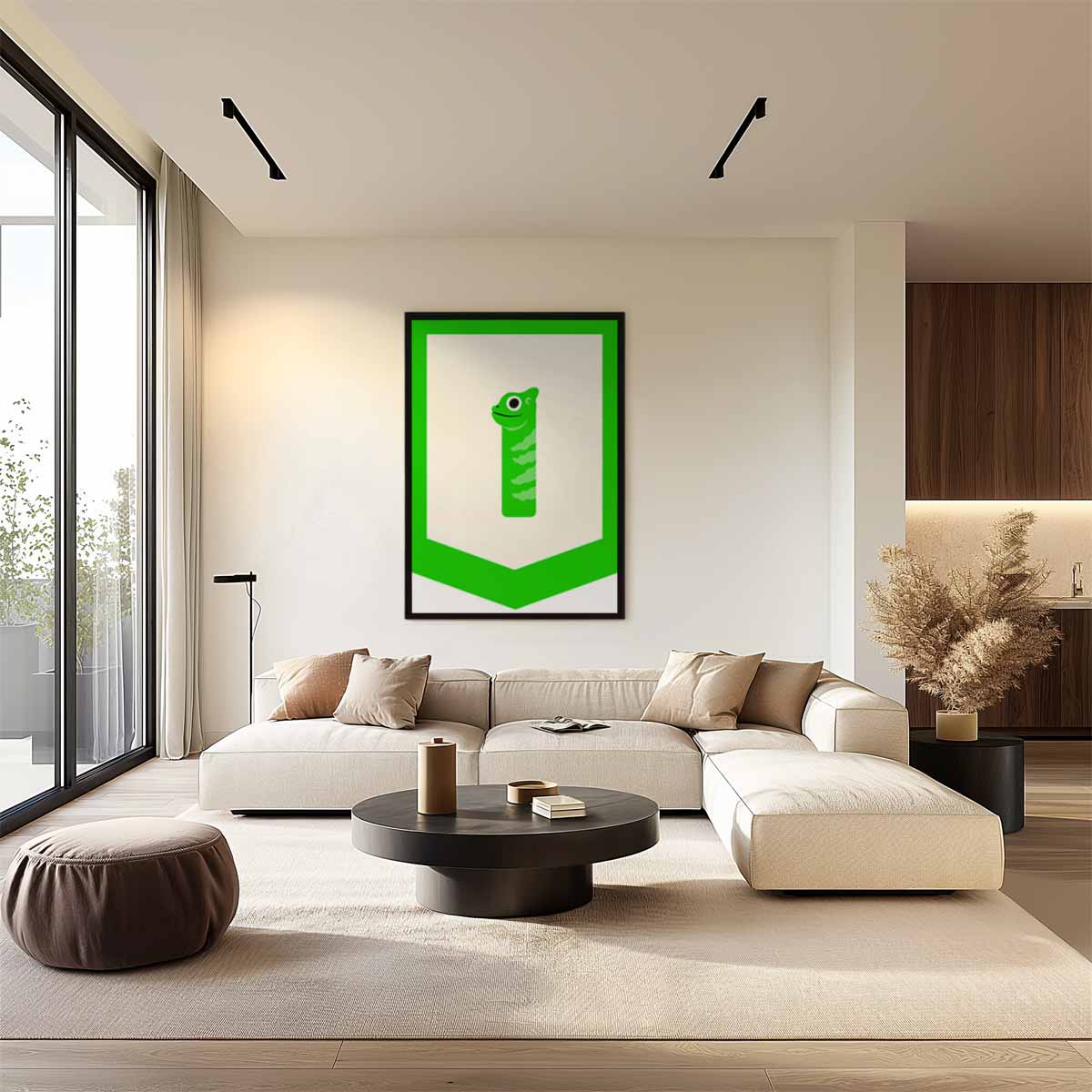 Vrolijke Gecko Illustratie – dibond wanddecoratie in staand formaat