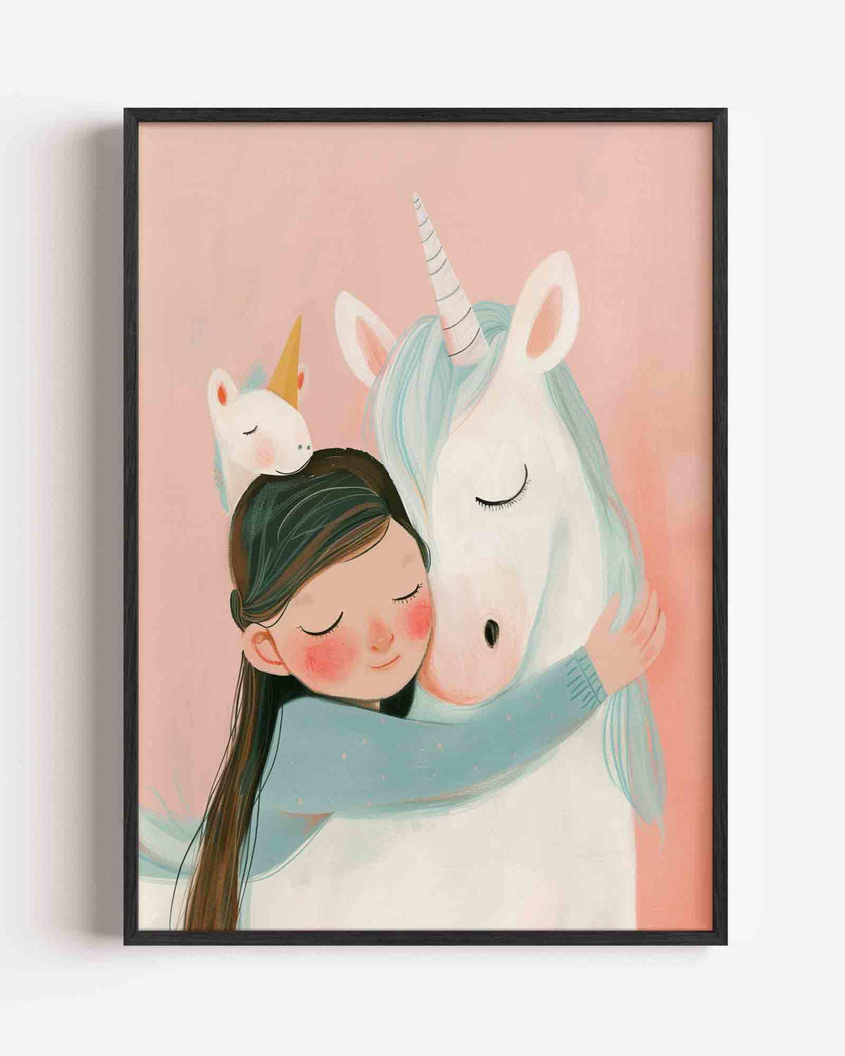 Meisje en eenhoorn – kids portret poster als wanddecoratie