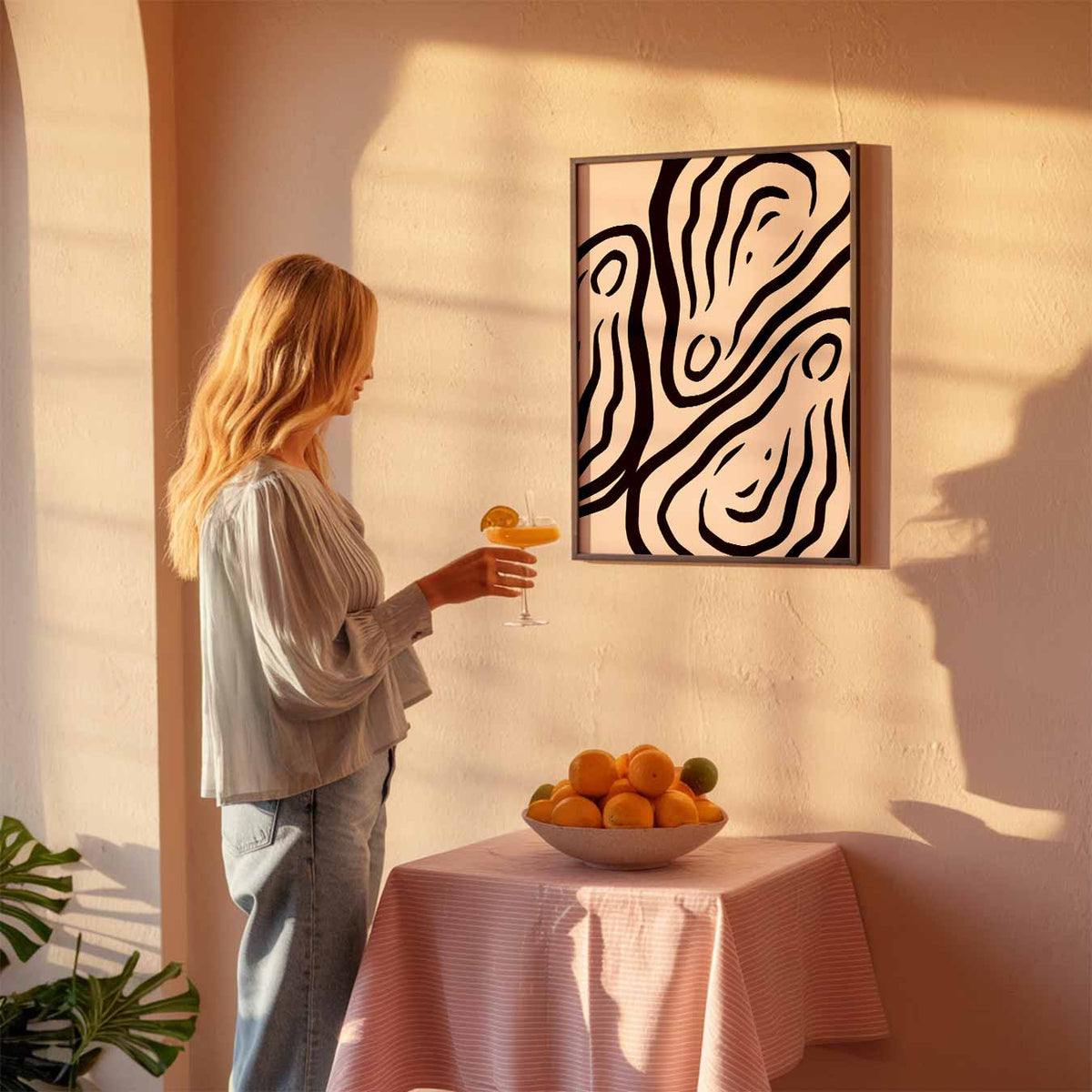 Stijlvolle Abstracte Kunstposter – keuken poster als sfeervolle staande wanddecoratie