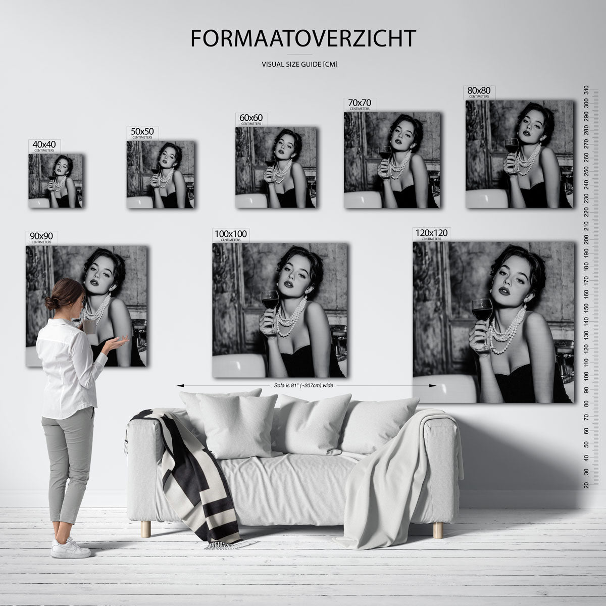 Vrouw met wijnglas – kleurrijke vierkante muurposter in Pop Art stijl