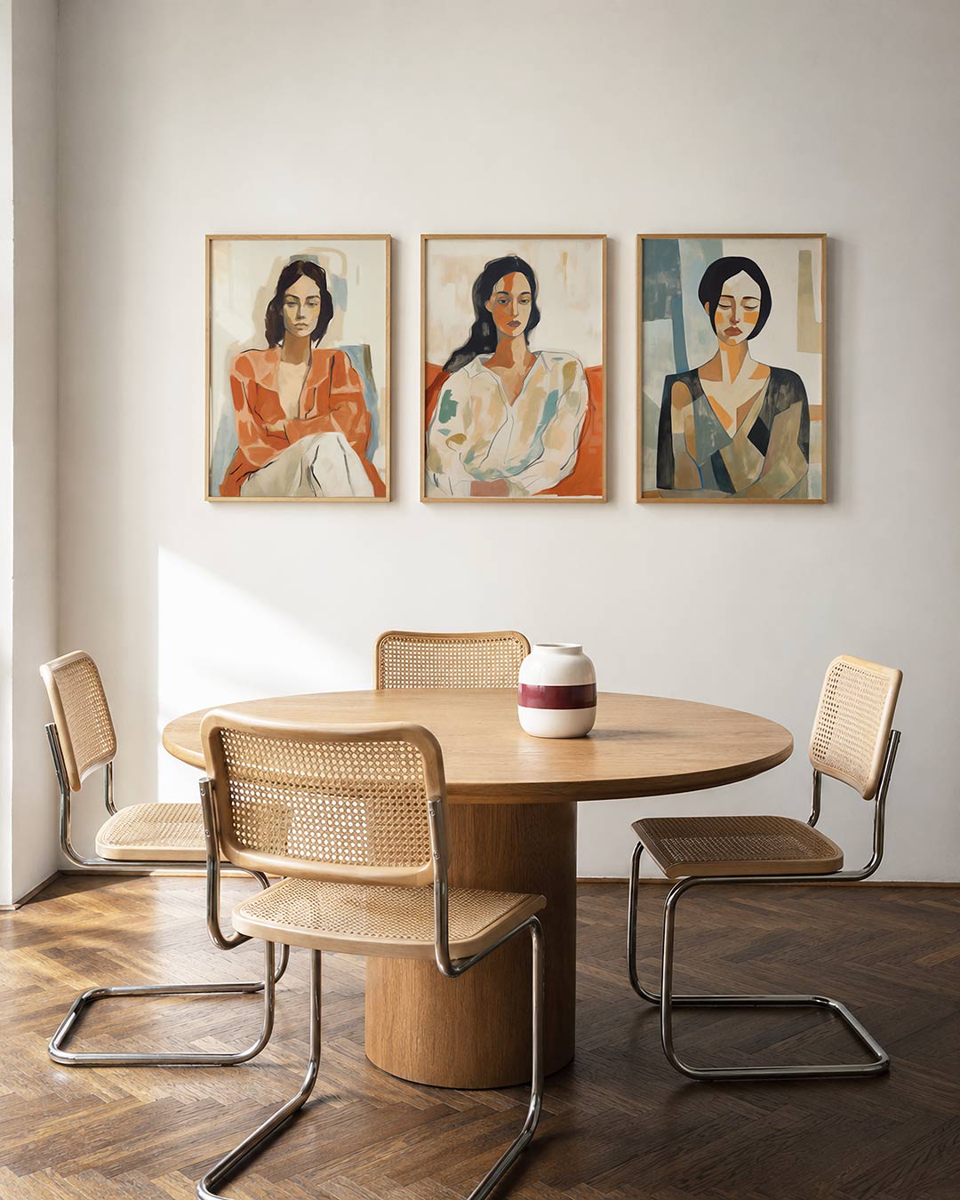 Vorm en kleur driedelige posterset in interieur