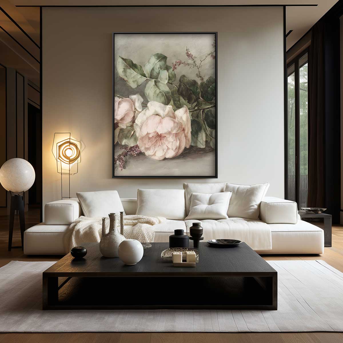 Romantische Rozenpracht – staand kunstwerk voor modern interieur