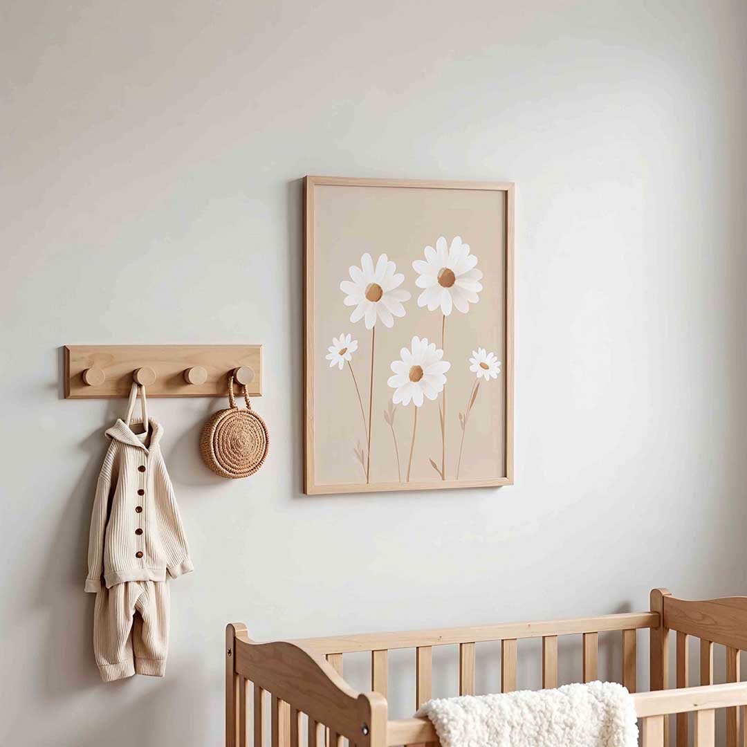 Witte bloemen – kinderposter in staand formaat