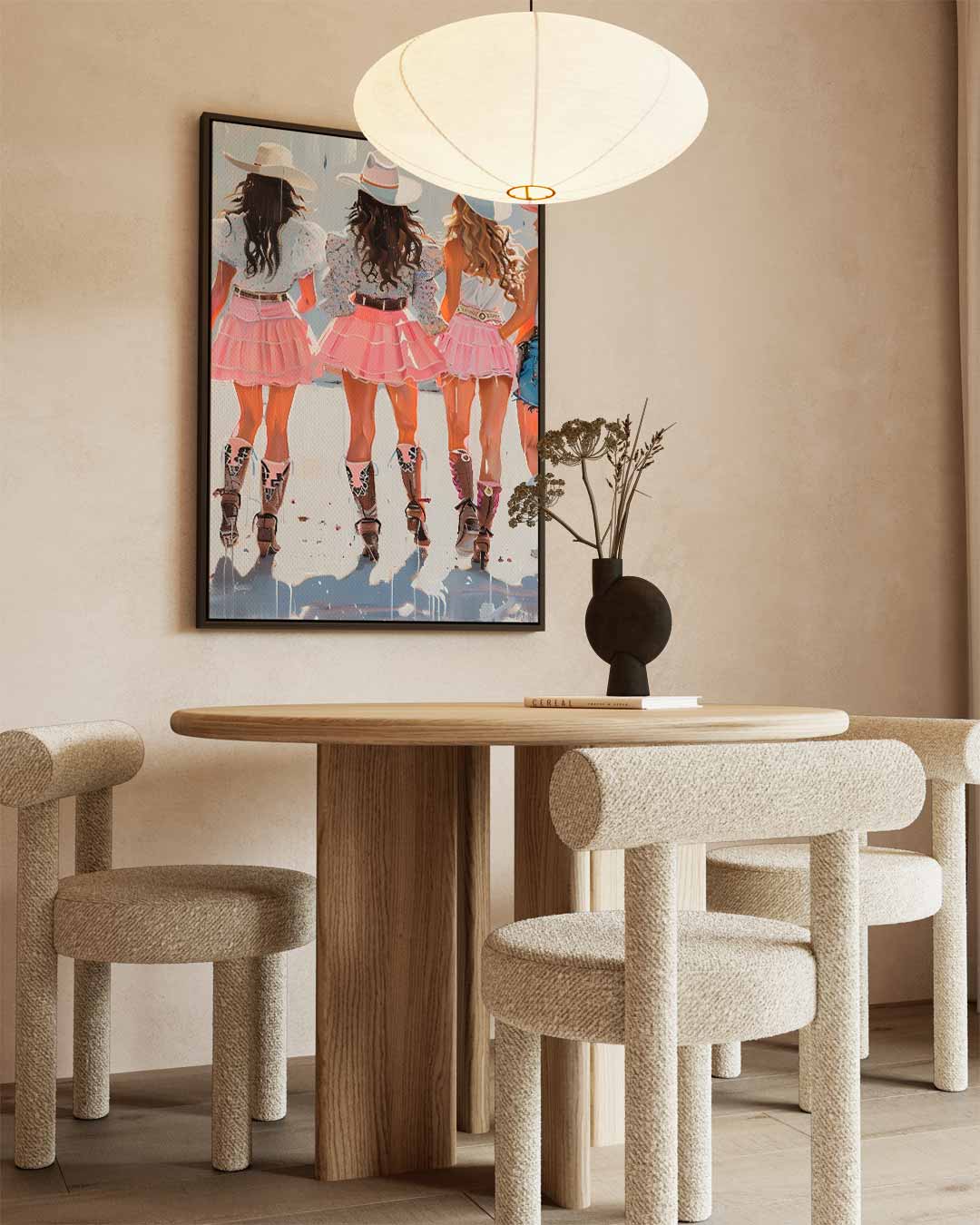 Vrolijke Cowgirls in Pastel – dibond wanddecoratie in staand formaat
