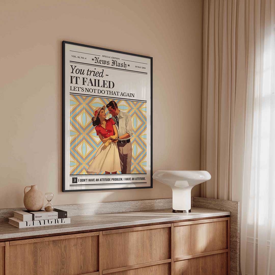 Retro koppel – kleurrijke Pop Art poster in staand formaat