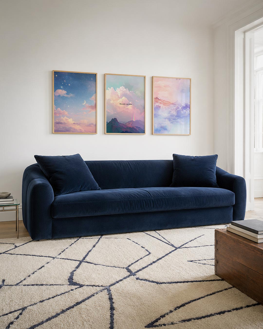 Hemelse kleurenpracht posterset – tweede productweergave – een serene lucht met een zachte overgang van blauw naar