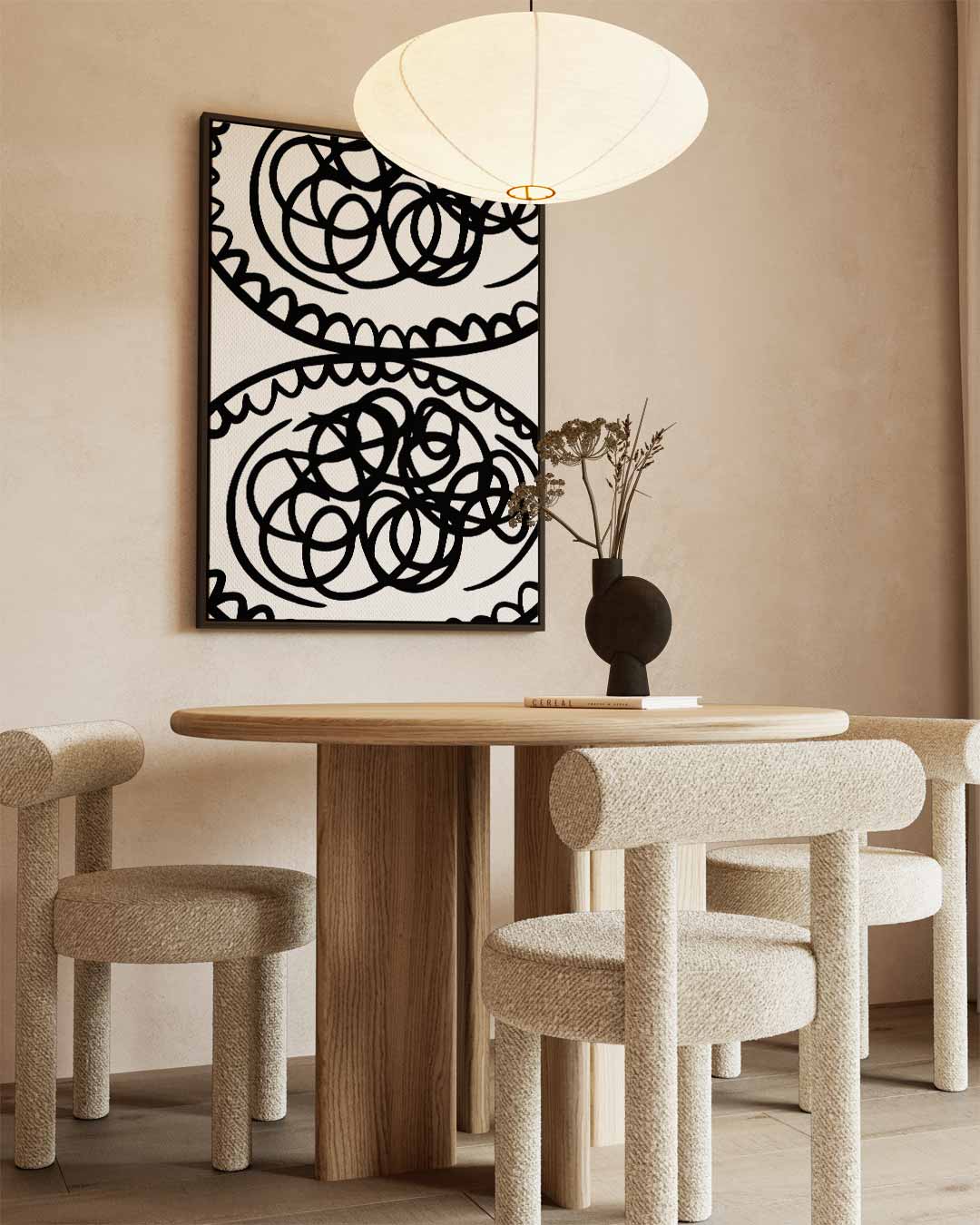 Zwart-wit Doolhof Schilderij – canvas wanddecoratie in portret formaat