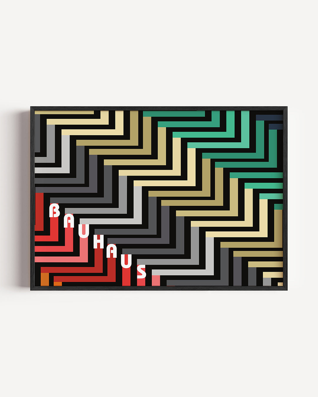 Vormritme en kleur – liggende Bauhaus poster als wanddecoratie