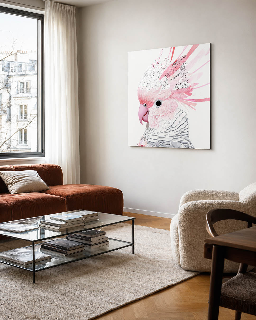Vogelsilhouet met patronen kunstwerk – vierkante wanddecoratie – dit werk toont een vogel met gedetailleerde patronen en