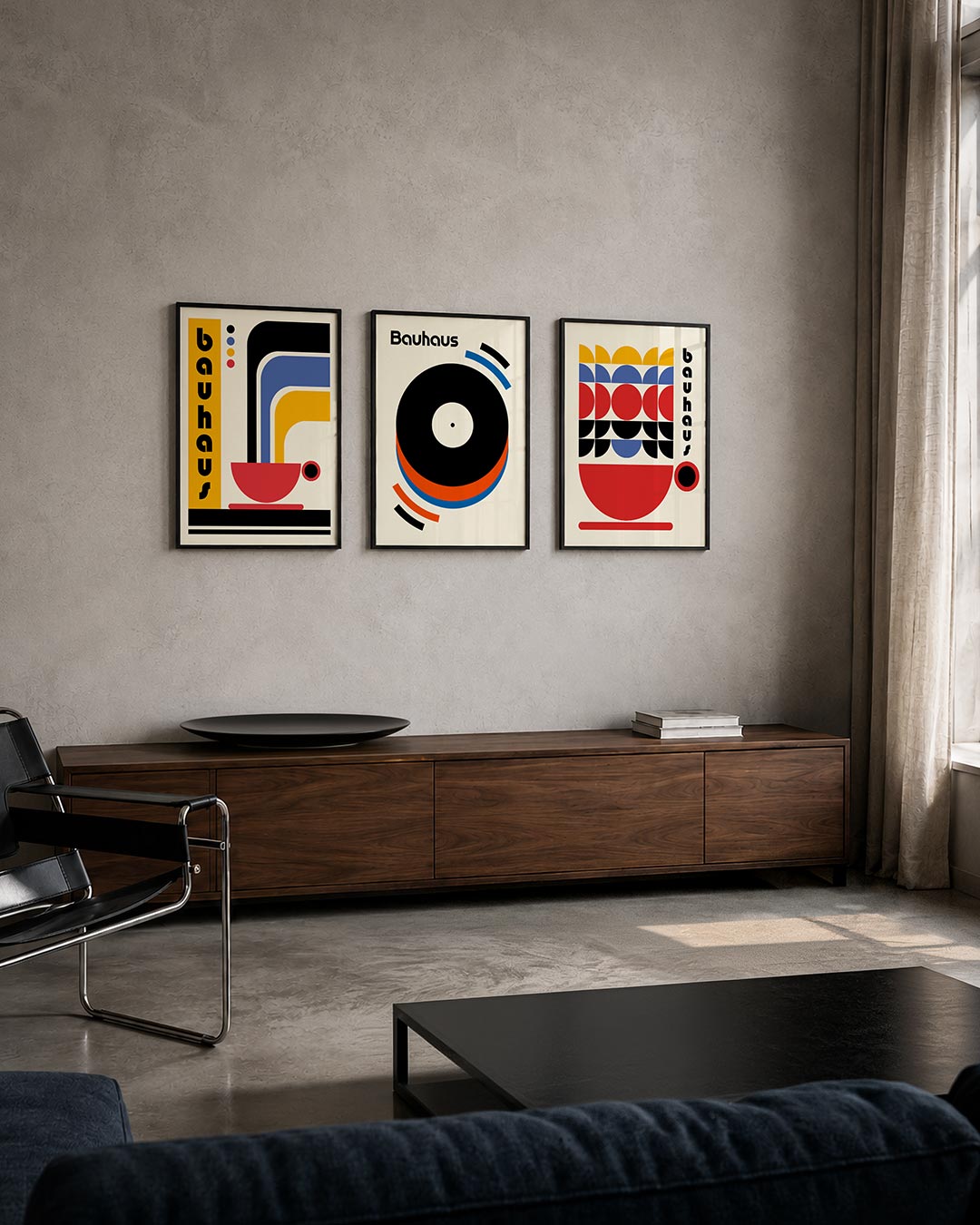 Kleurrijke vormen posterset – tweede productweergave – deze posterset in drie delen toont een levendig spel van kleurvlakken