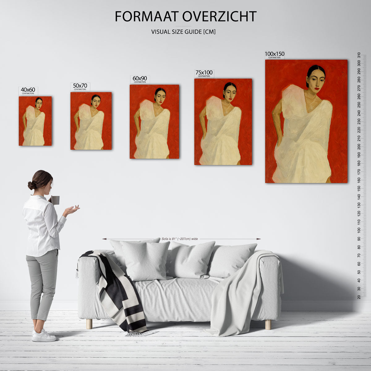 Vrouwelijk portret – staand wanddecoratie kunstwerk
