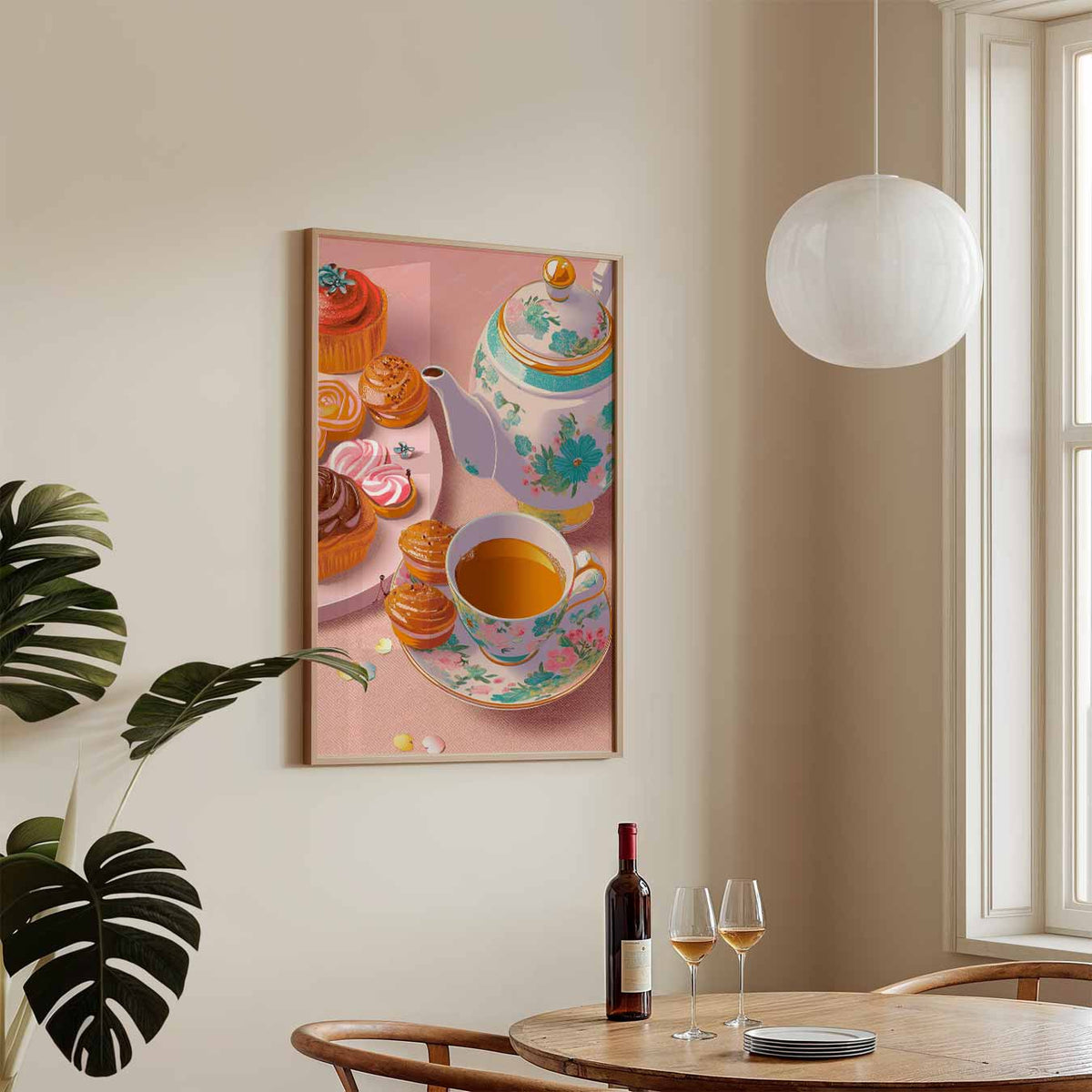 Pastelkleurige High Tea – keukenposter in staand formaat