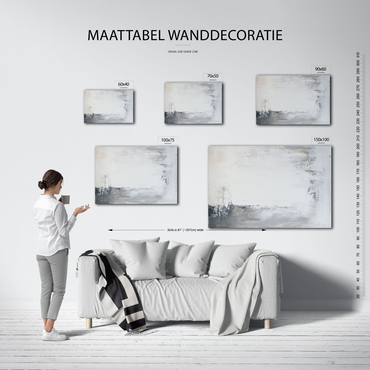 Rustige vegen – moderne liggende wandkunst