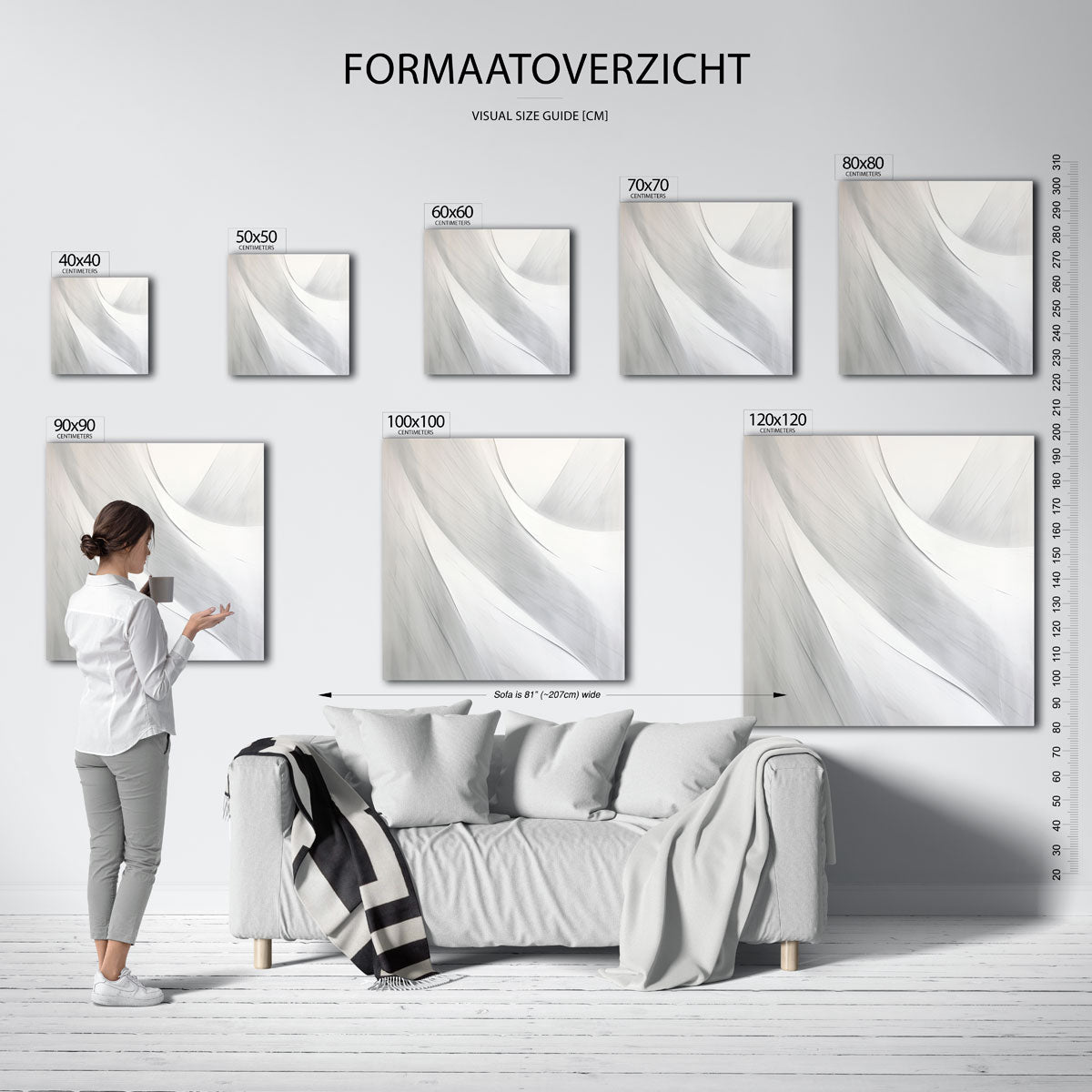 Vloeiende lijnen – vierkante muurposter met zachte abstracte vormen