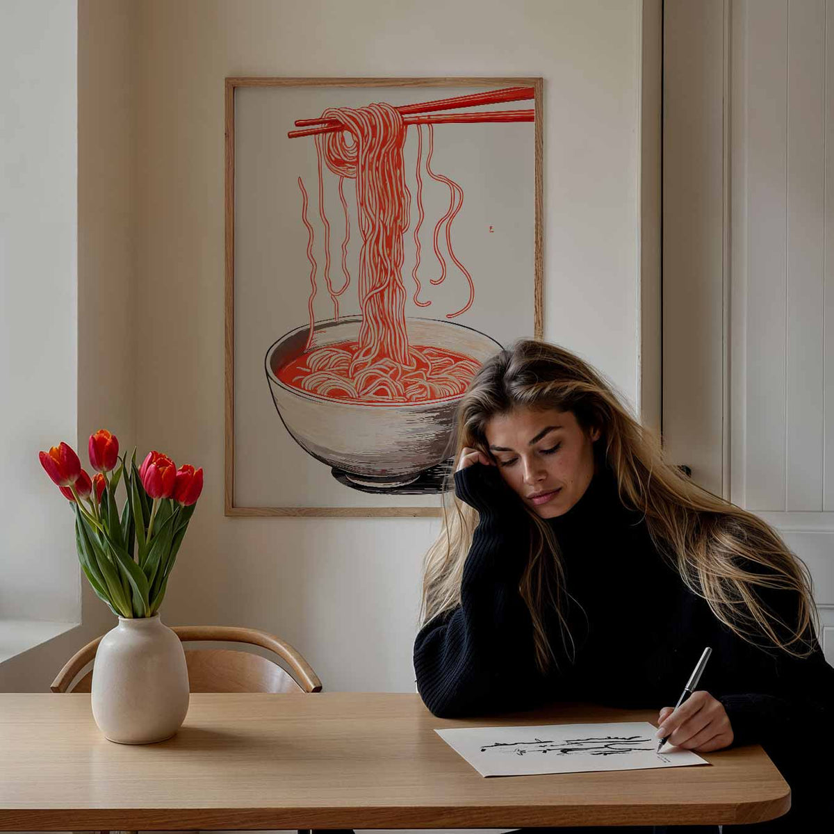 Stijlvolle Noodle Illustratie – keuken portret poster, afbeelding 7