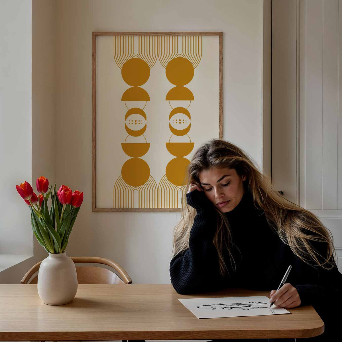 Retro Chic Geometrische – abstracte wandkunst als portret poster
