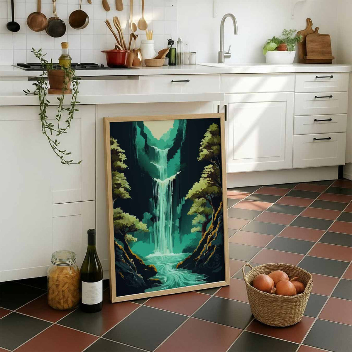 Smaragdgroene Waterval – staande muurposter met zomerse uitstraling