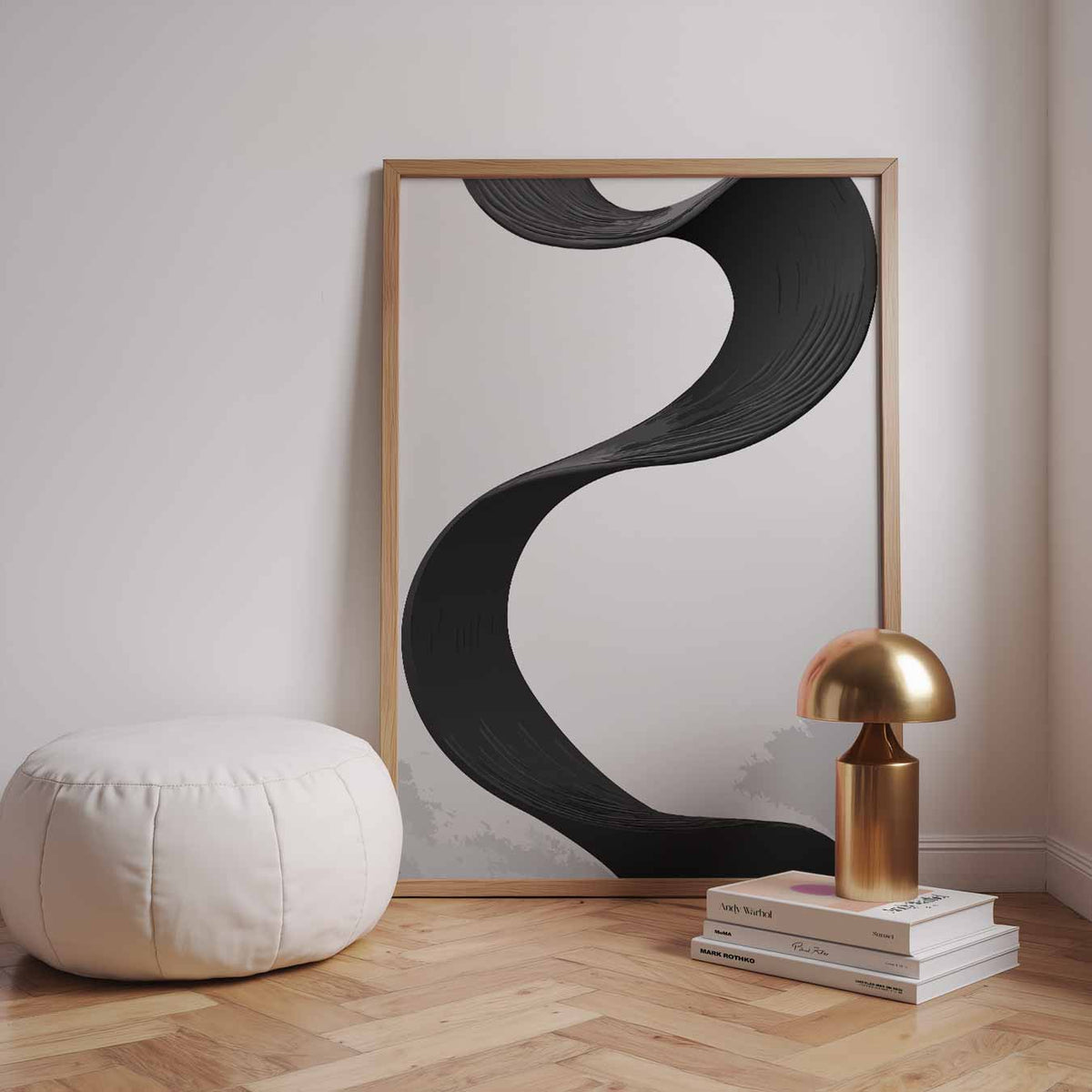 Elegante Zwarte Abstractie – staande kleurrijke abstracte wanddecoratie van WallArtistic