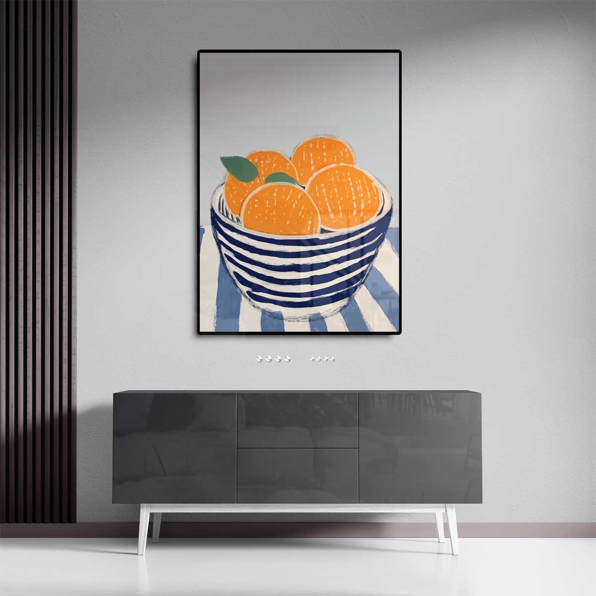 Zomerse Citrus in Streepjeskom – staande wandkunst voor woonkamer of interieur