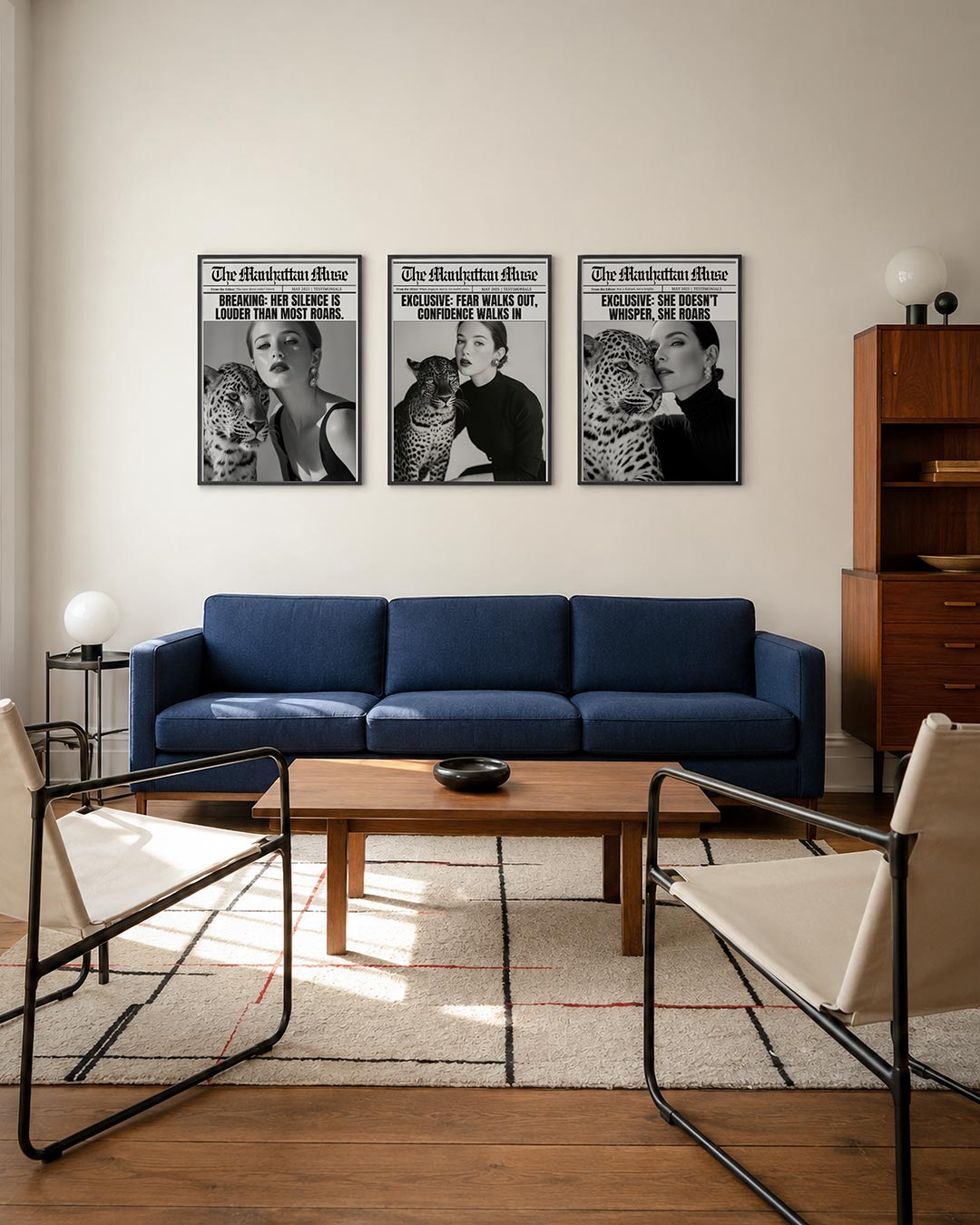 Stille kracht posterset – derde productweergave – een krachtige zwart-wit compositie met een vrouw en een