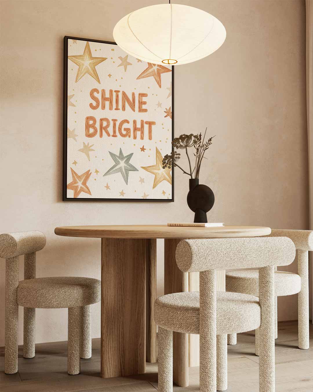 Shine Bright Sterrenprint – kunstwerk met zwarte baklijst